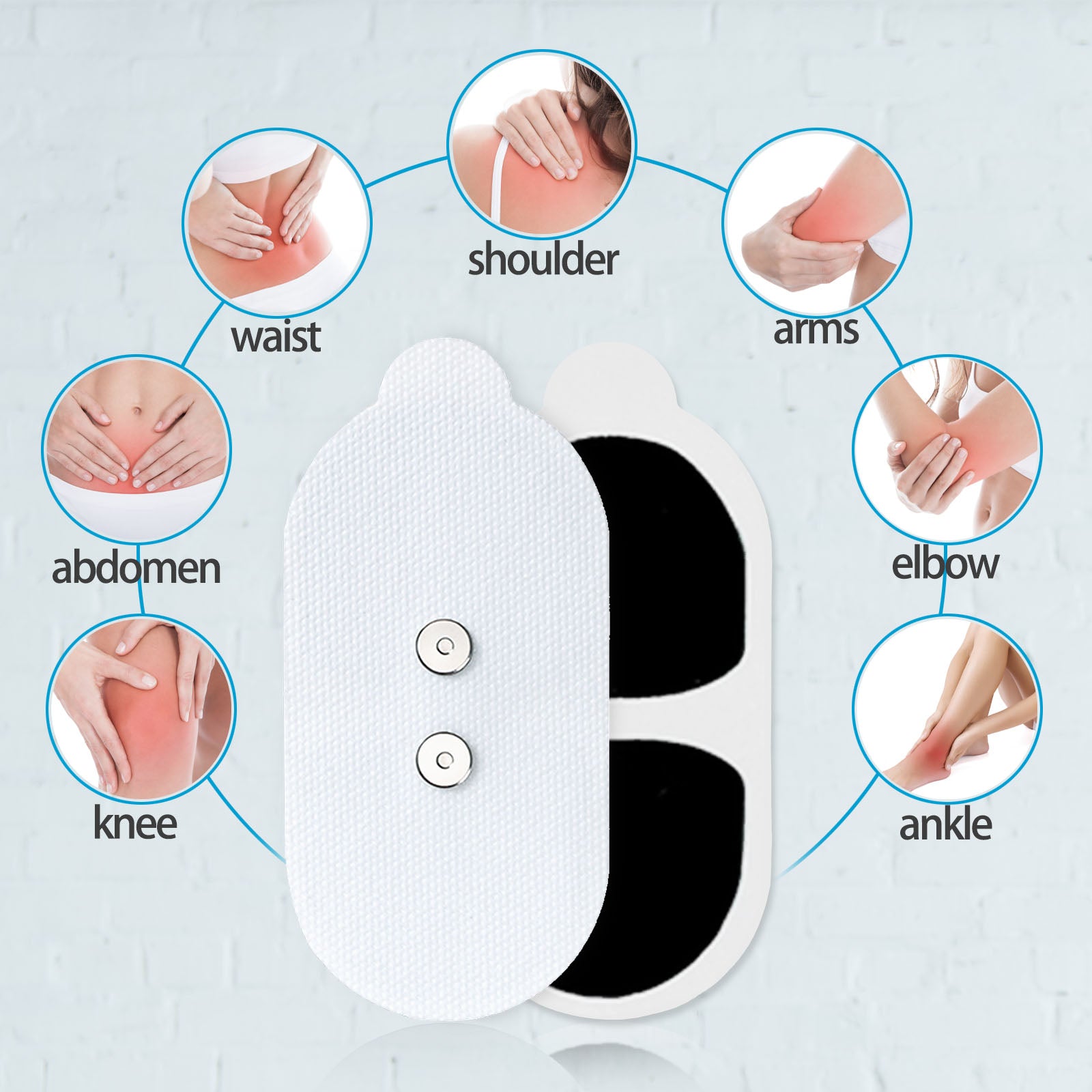 Adhesive Electrodes, Electrode Pads for Wireless Tens Unit - Fabric White(10 Pads)